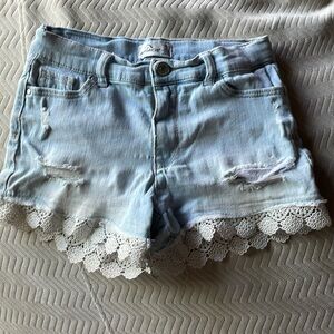 Laced jean shorts!!